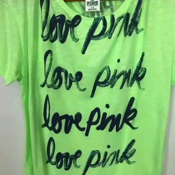 Pink VS Women Solid Boat Straps SP Lime T-Shirt - Picture 3 of 7